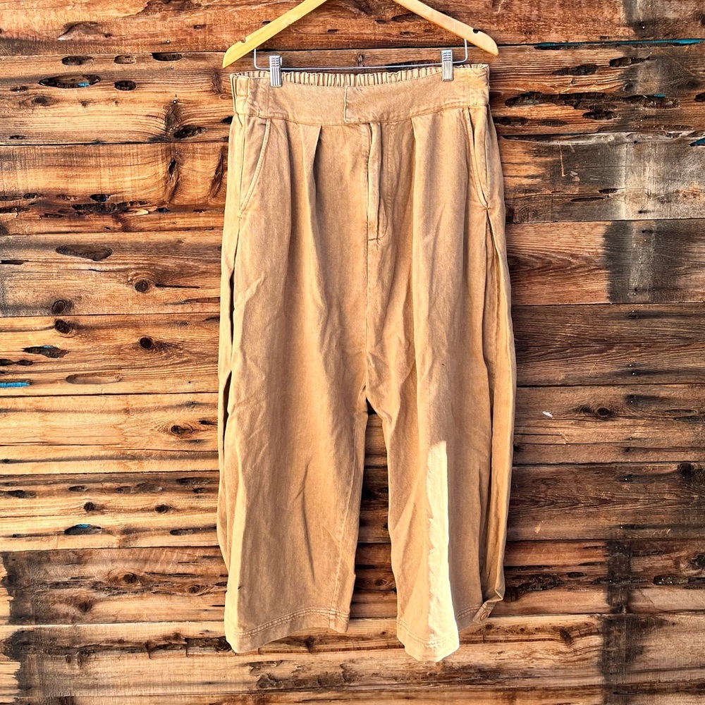 FREE PEOPLE | Tan Khaki Oversized Wide Leg Pants M